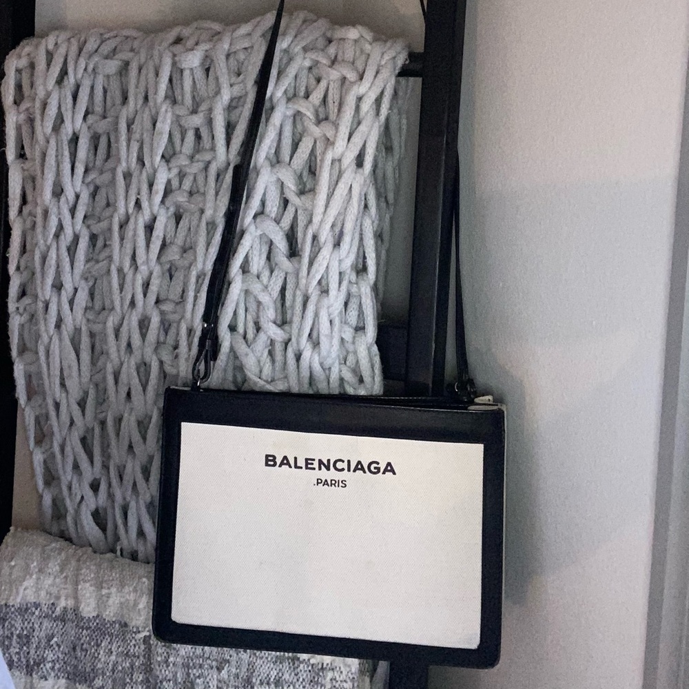 Balenciaga Canvas and black leather crossbody